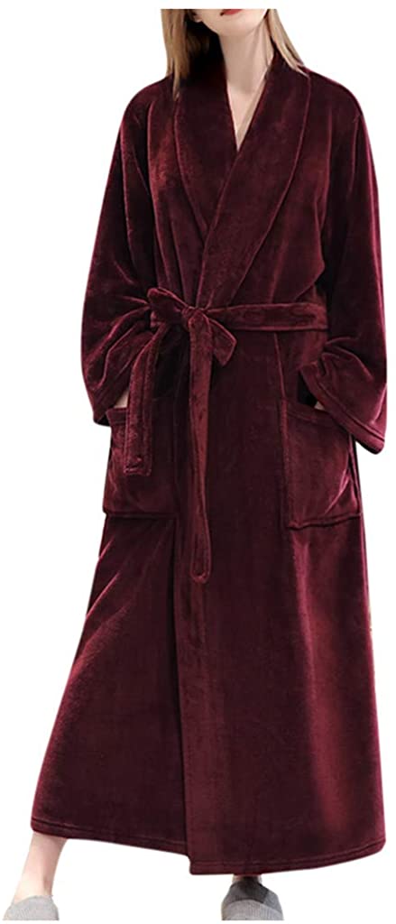 Price:$23.99 Womens Warm Robe, Shawl Collar Lightweight Bathrobe Plus Size Sleepwear Loungewear L-XXXL at Amazon Women’s Clothing store