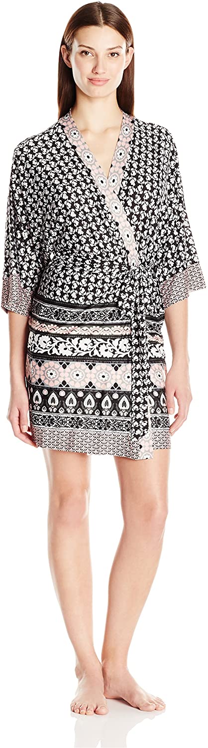 Price:$36.80 In Bloom by Jonquil Women's Wayside Wrapper, Blush/Black, Large at Amazon Women’s Clothing store