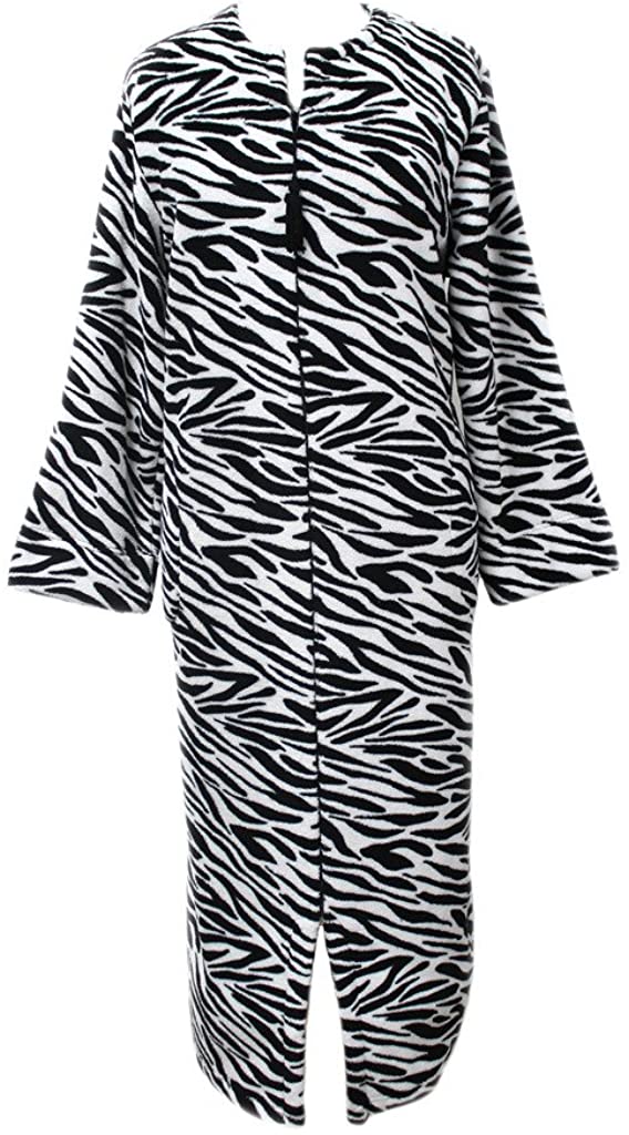 Price:$59.00 Miss Elaine 866285 New White Black Zebra Print Cuddle Fleece Long Bathrobe Sleepwear M at Amazon Women’s Clothing store
