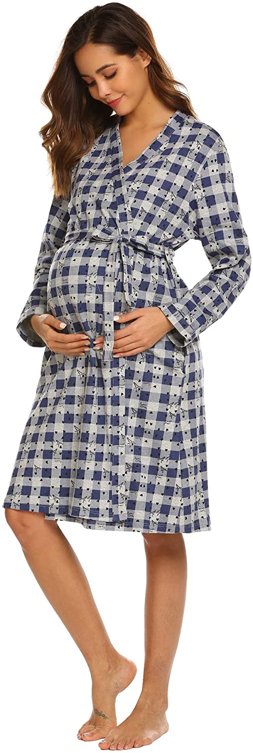 Price:$7.99 Ekouaer Womens Cotton Maternity Robe V Neck Labor and Delivery Print Kimono Nightgowns Sleepshirts for Breastfeeding at Amazon Women’s Clothing store