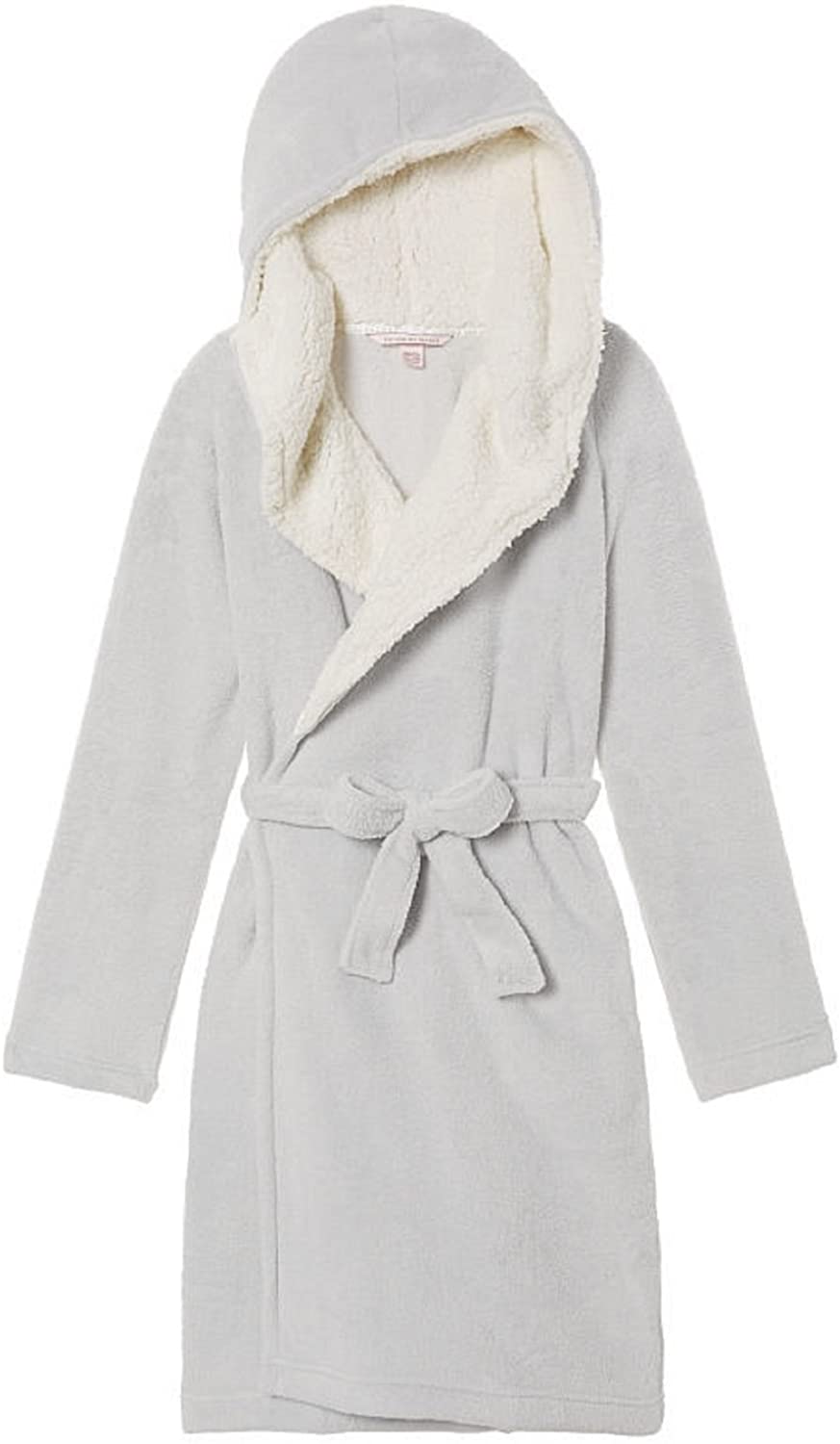 Price:$65.00 Victoria's Secret Cozy Sherpa Hooded Short Robe Grey - XS/ Small at Amazon Women’s Clothing store