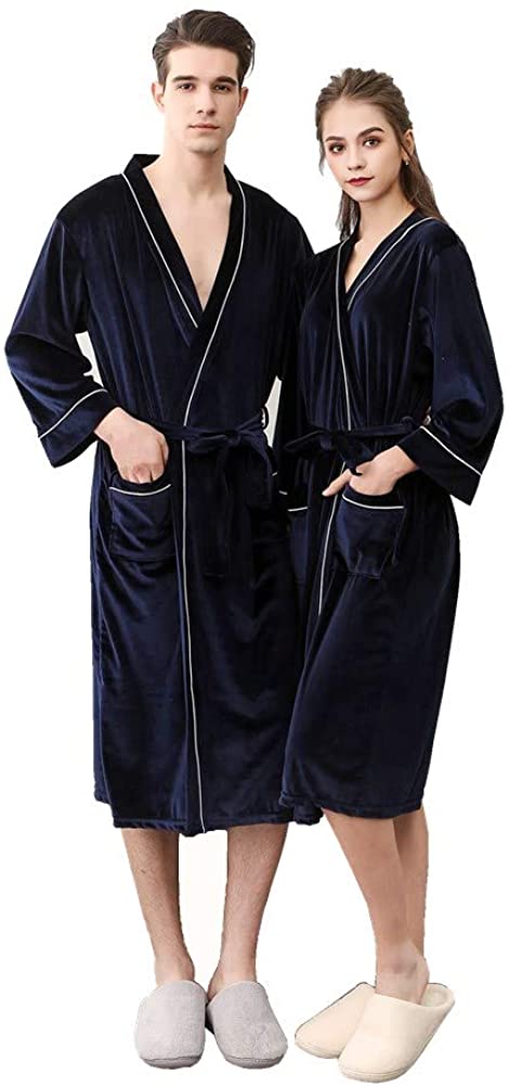 Price:$24.98 LeDan Women Sexy Nightgown Long Pleuche Cardigan Couple Bathrobe Men's V-Neck Pajamas at Amazon Women’s Clothing store