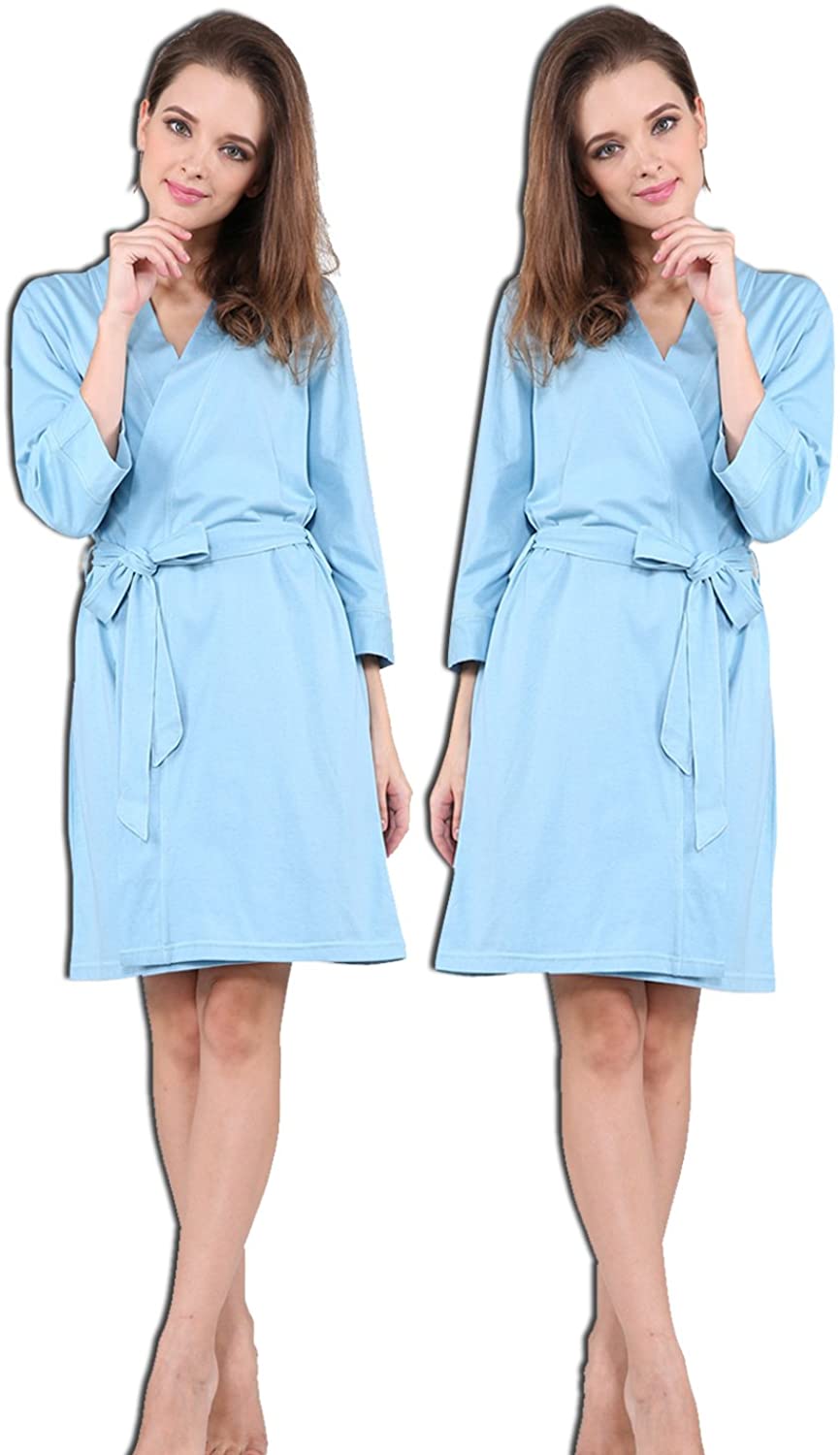 Price:$9.99 Women's Comfort Cotton Bathrobe Short Robes Sleepwear at Amazon Women’s Clothing store