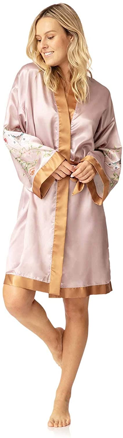 Price:$67.99 Honey Minx Women's Butterfly Kimono Robe M/L Blush at Amazon Women’s Clothing store