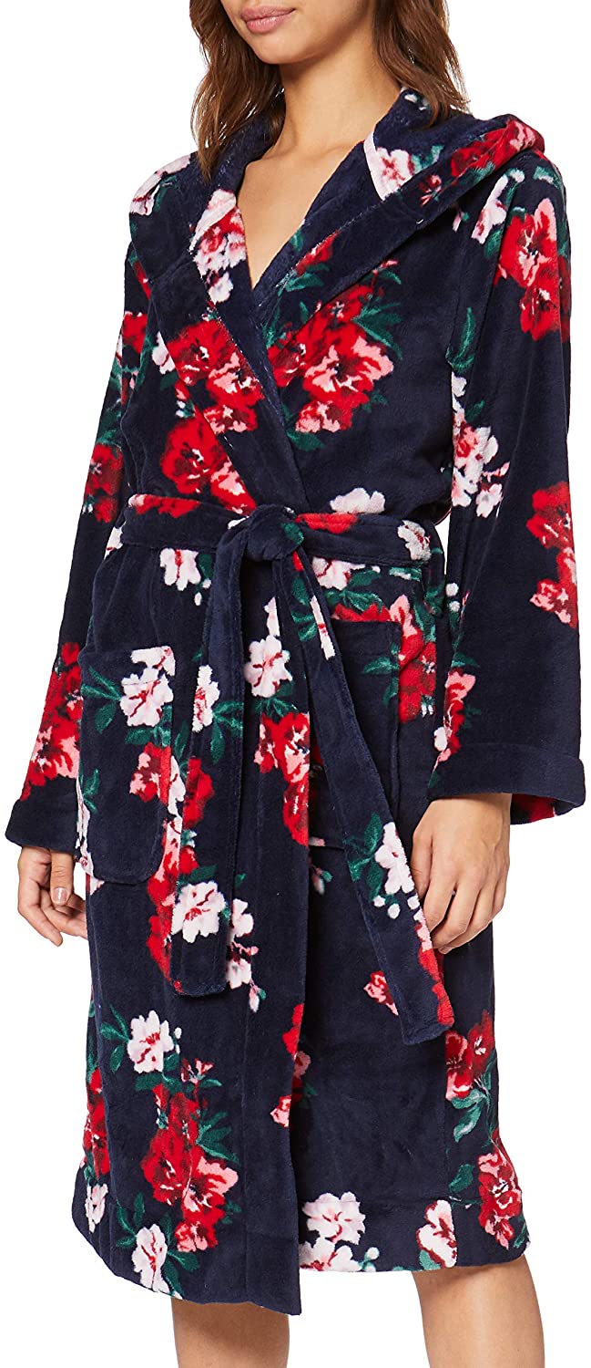 Price:$39.99 Joules Women's Rita Fluffy Hooded Dressing Gown Robe at Amazon Women’s Clothing store