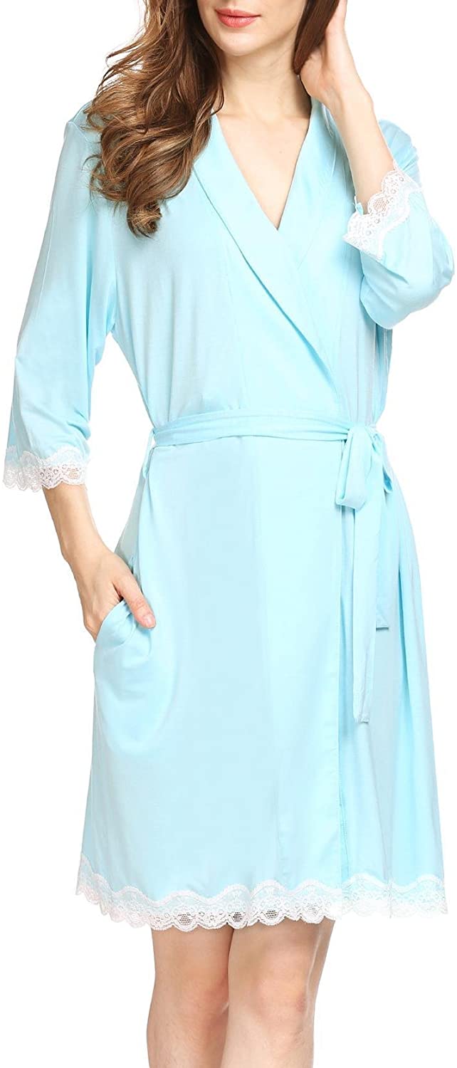 Price:$27.99 Women's Robe Soft Kimono Cotton Breathable Hotel Spa Bathrobe Short Sleepwear at Amazon Women’s Clothing store
