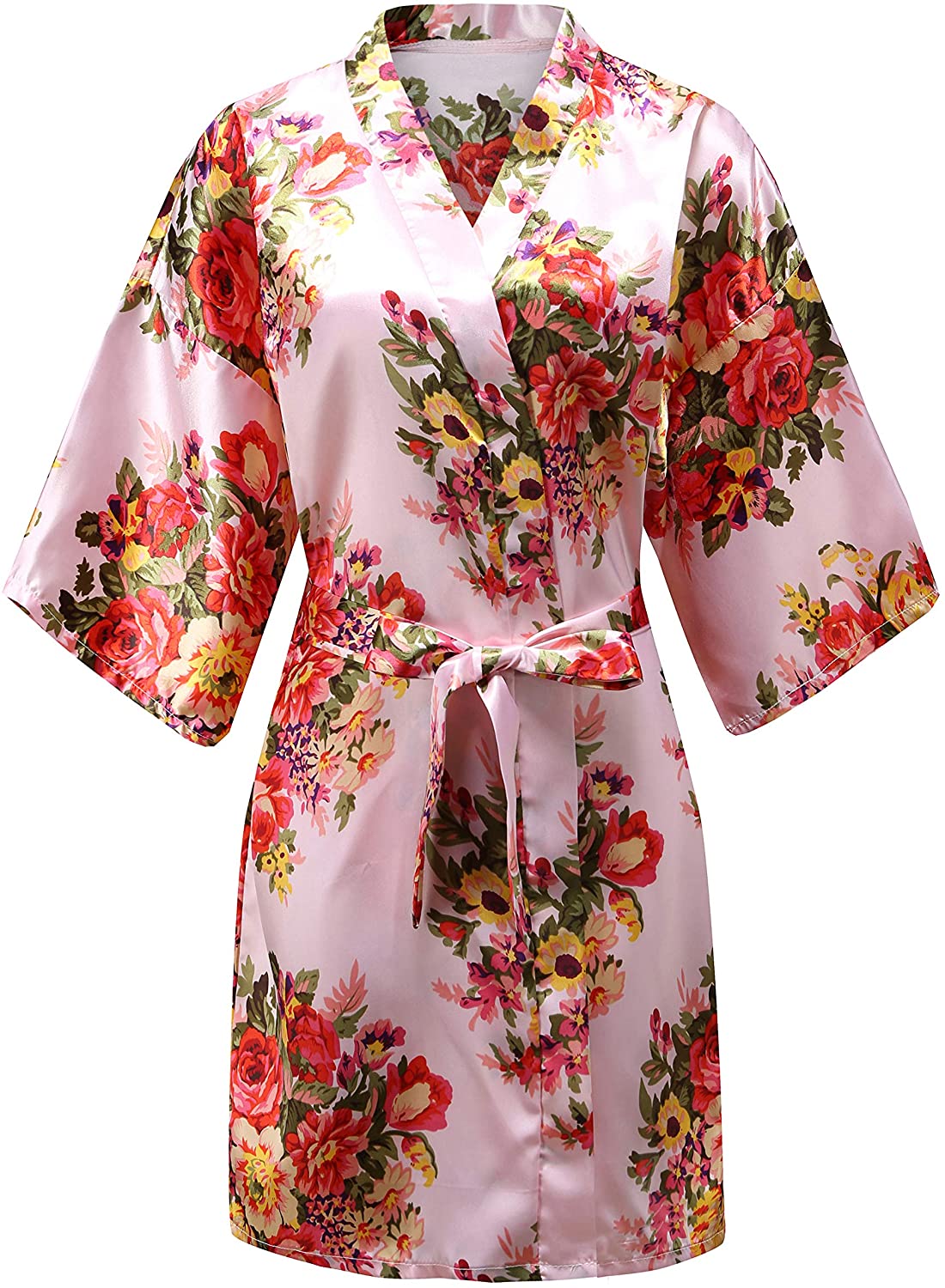 Price:$9.99 EPLAZA Women's Floral Robes for Bride Bridesmaid Wedding Bridal Party Peony Patterns Sleepwear Night Gowns Bathrobe (Pink) at Amazon Women’s Clothing store