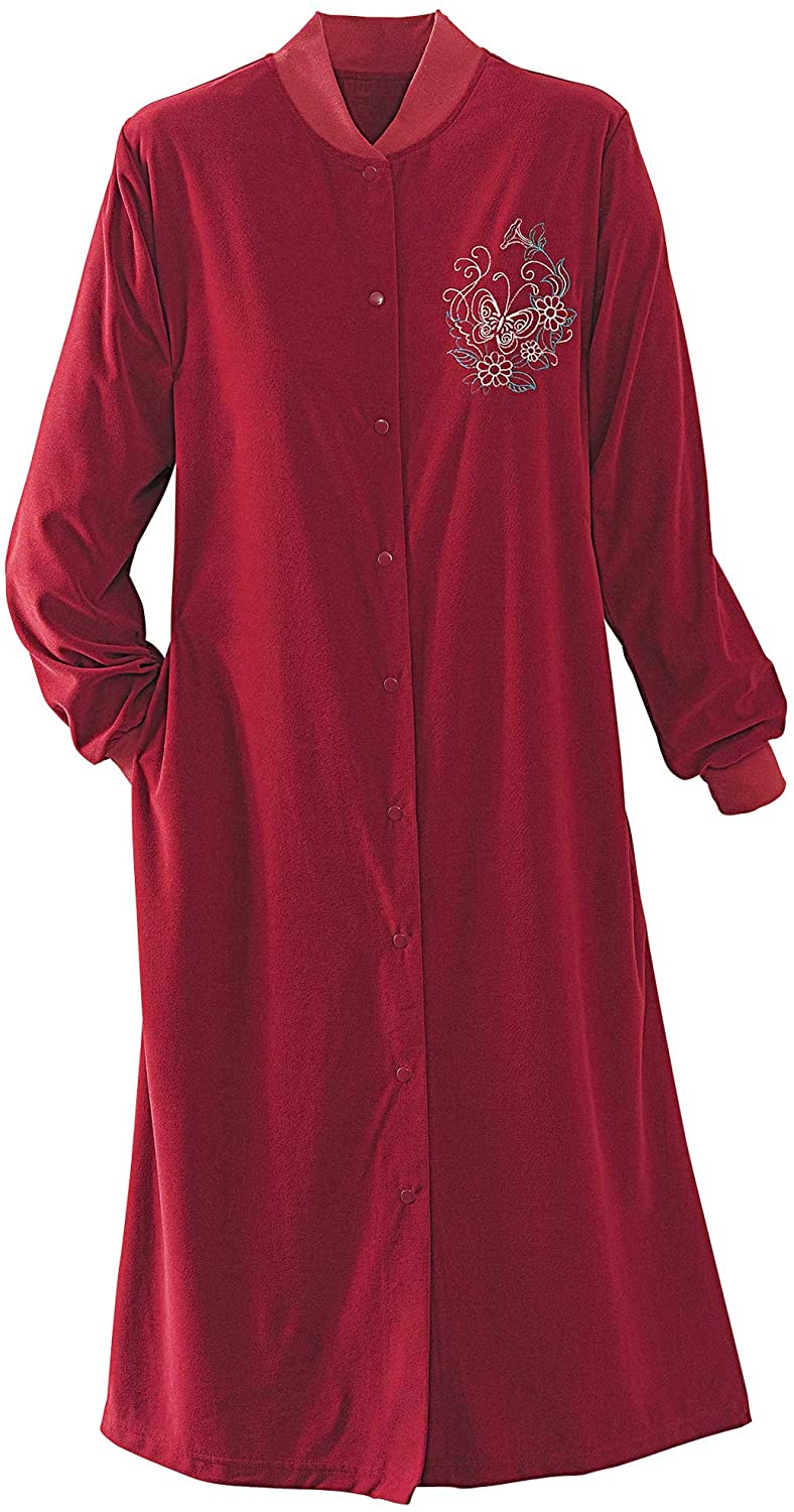 Price:$16.98 National Short Plush Snap Robe at Amazon Women’s Clothing store