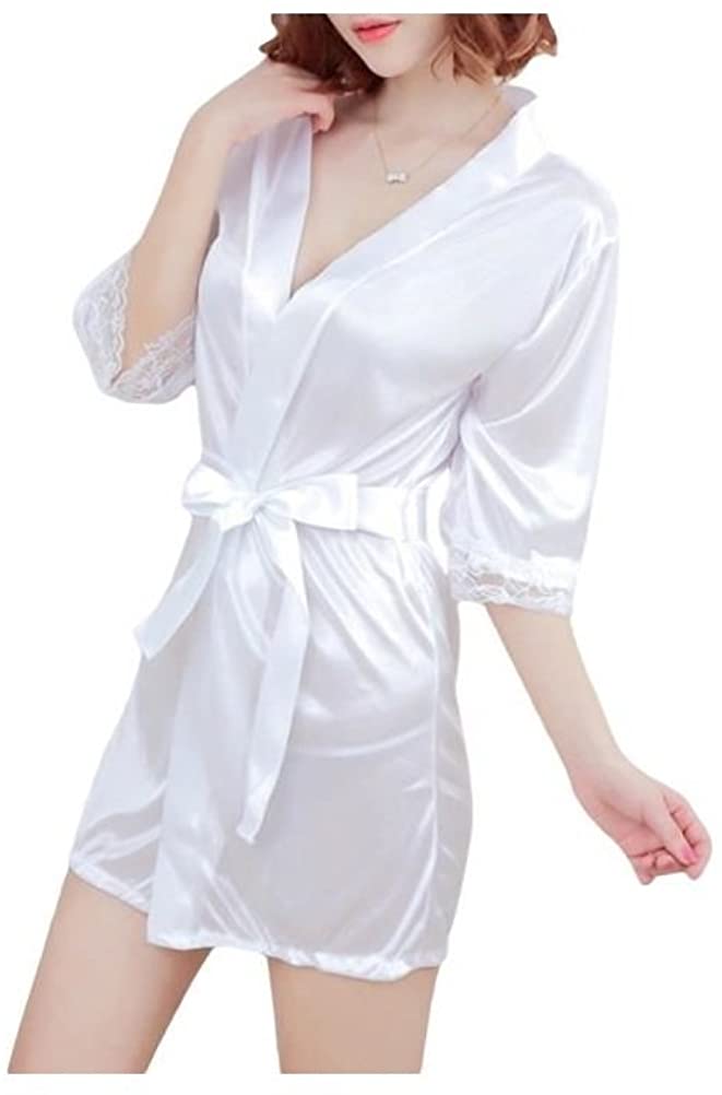 Price:$9.49 MATISSA Women's Satin Kimono Nightwear Sexy Dressing Gown and G String at Amazon Women’s Clothing store