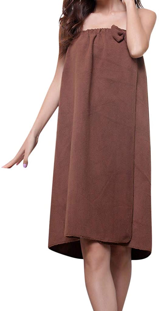 Price:$4.78 Womens Bathrobe, Tube Wearable Wrap Soft Absorb Solid Color Bath Towel Beach Unique Design Multifunctional-Coffee at Amazon Women’s Clothing store
