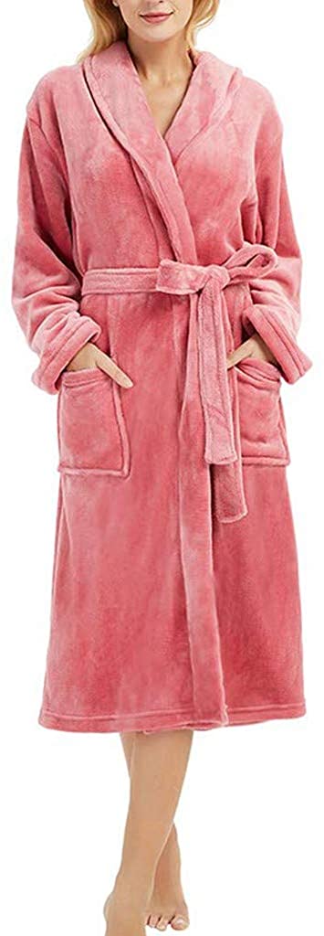 Price:$6.99 Women's Winter Bathrobe Plus Size Soft Cotton Lightweight Kimono Robes Sleepwear Fleece Long Sleeved Robe Coat at Amazon Women’s Clothing store