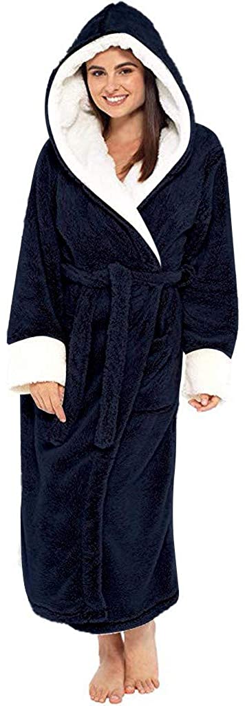 Price:$15.12 liangzai098 Women's Plush Soft Bathrobe Hooded Robe Warm Ankle Length Fluffy Bathrobe Long Sleeve Nightgown Bath Robes at Amazon Women’s Clothing store