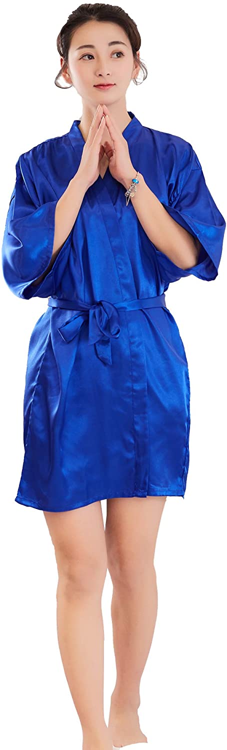 Price:$9.98 Home-way Women's Kimono Robes Breathable Imitated Silk Robes for Bridal Party at Amazon Women’s Clothing store