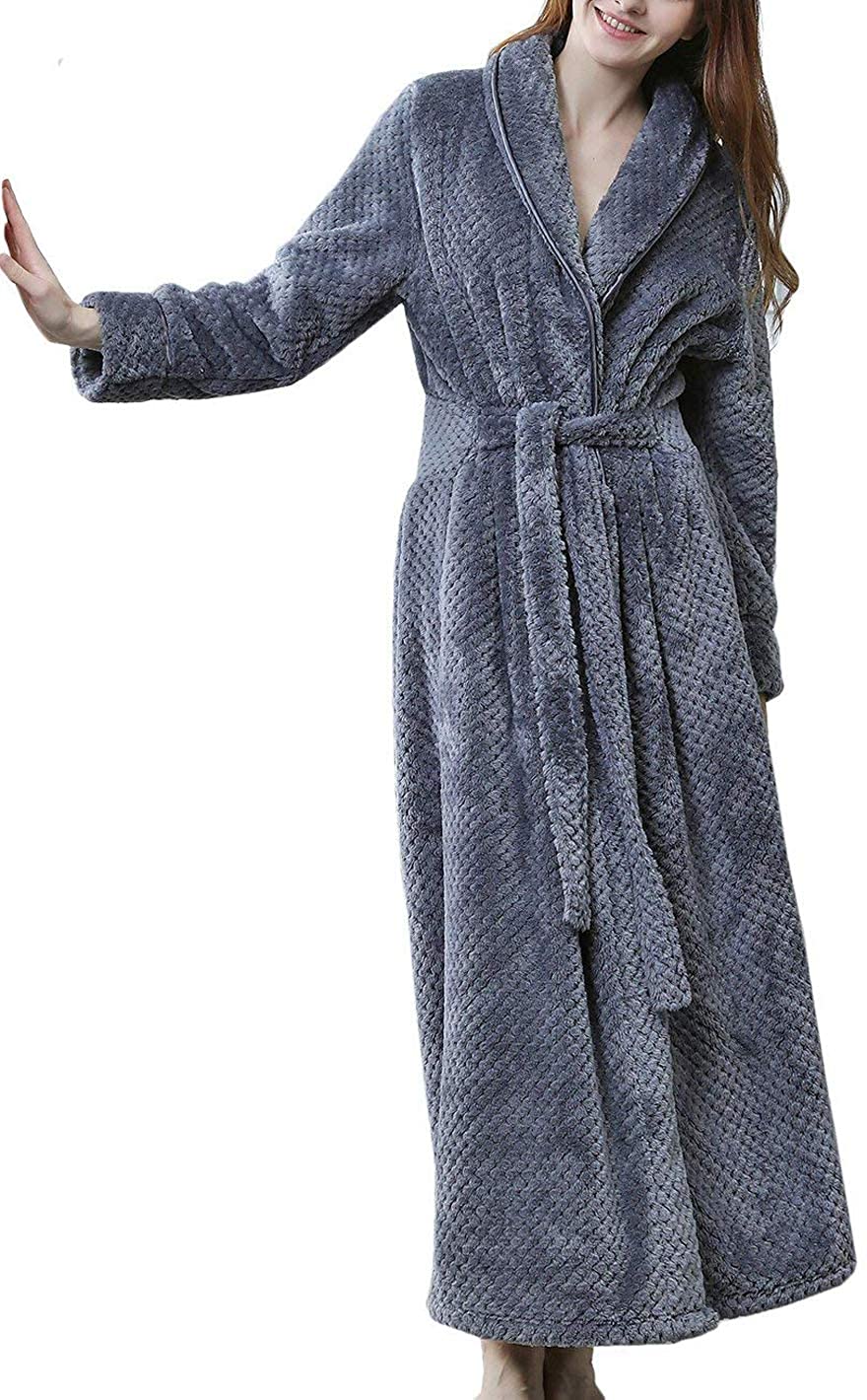 Price:$31.99 Womens Long Robe Plush Soft Fleece Bathrobes Full Length Housecoat with Waist Belt at Amazon Women’s Clothing store