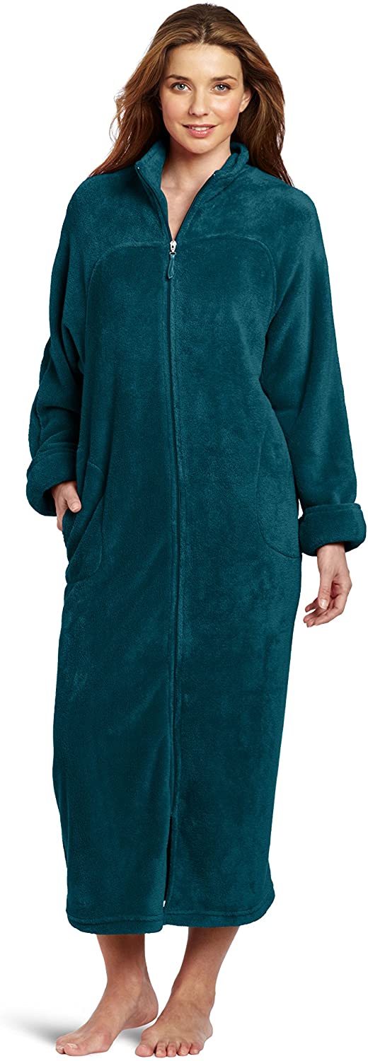 Price:$53.67 Casual Moments Women's 52 Inch Breakaway Zip Robe, Teal Green, Large at Amazon Women’s Clothing store