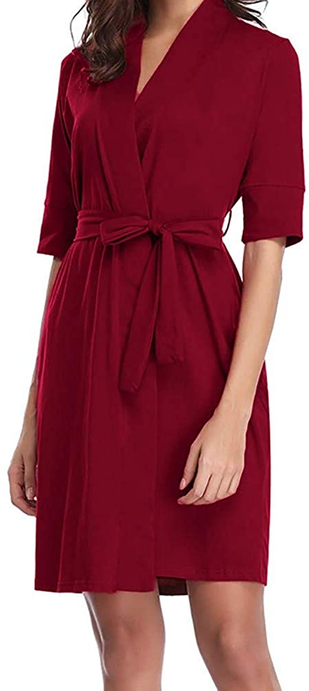 Price:$15.49 Womens Cotton Sleepwear Half Robe Soft Kimono Robes Knit Bathrobe Loungewear at Amazon Women’s Clothing store