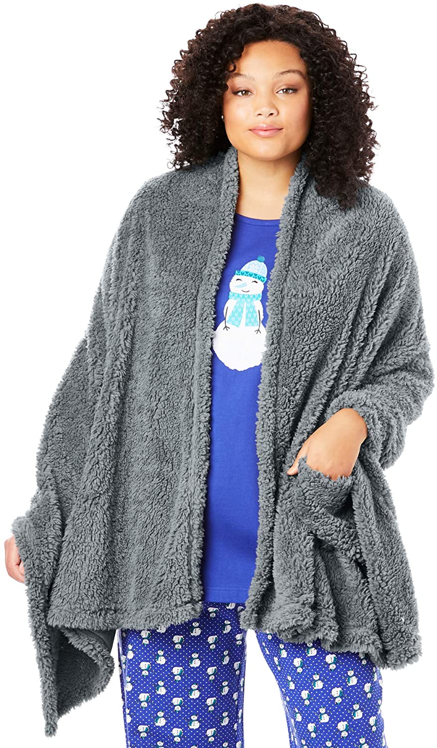 Price:$17.03 Dreams & Co. Women's Plus Size Sherpa Fleece Wrap at Amazon Women’s Clothing store