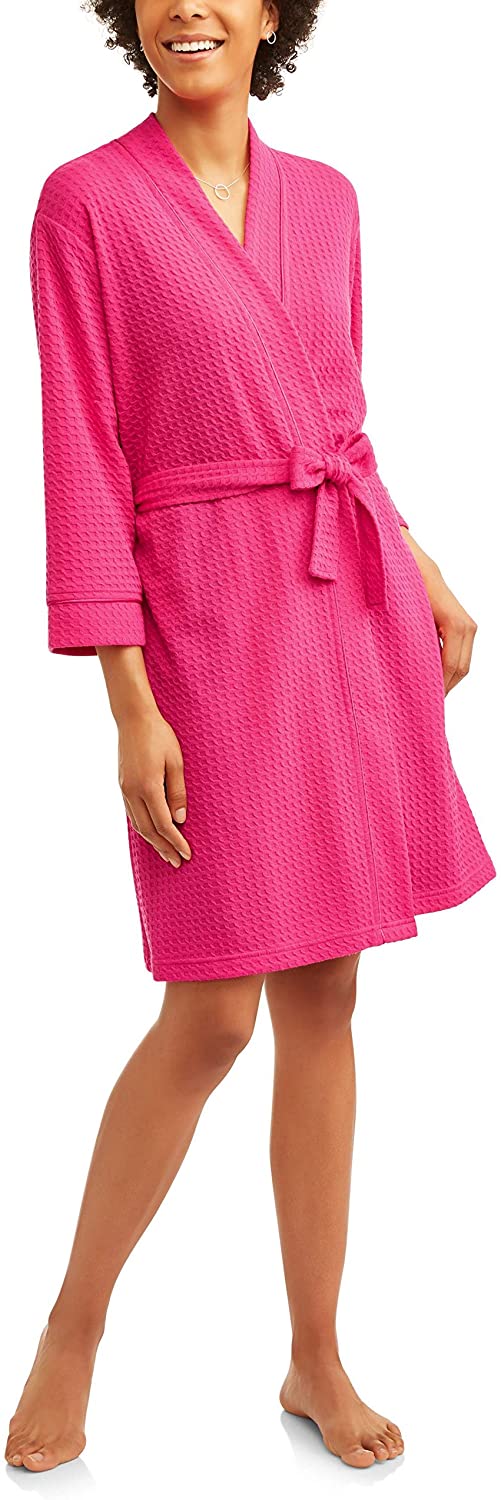 Price:$32.40 Secret Treasures Women Short Wrap Robe Plus Size Long Sleeves Belt at Amazon Women’s Clothing store