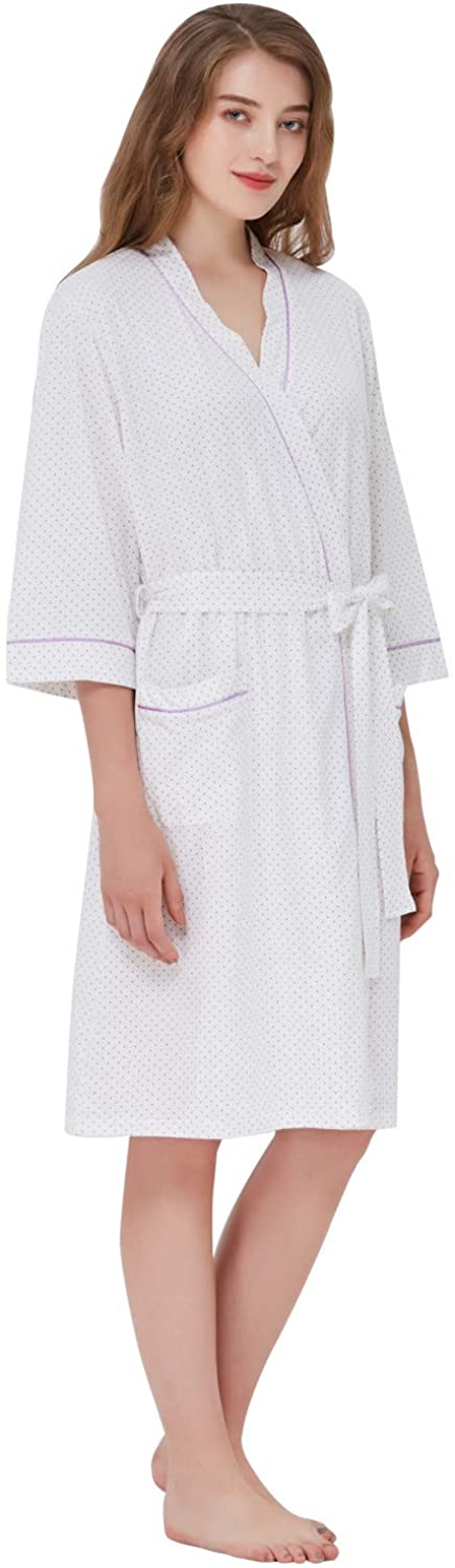 Price:$29.97 Keyocean Women Robe Cotton, Soft Cozy Bathrobe for Women, Comfortable Loungewear with Pockets at Amazon Women’s Clothing store