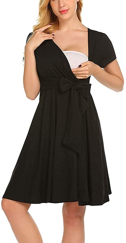 Price:$6.98 BPOF Home Nursing Nightgowns Breastfeeding, Solid Belt Cotton Nightgown for Women Maternity at Amazon Women’s Clothing store
