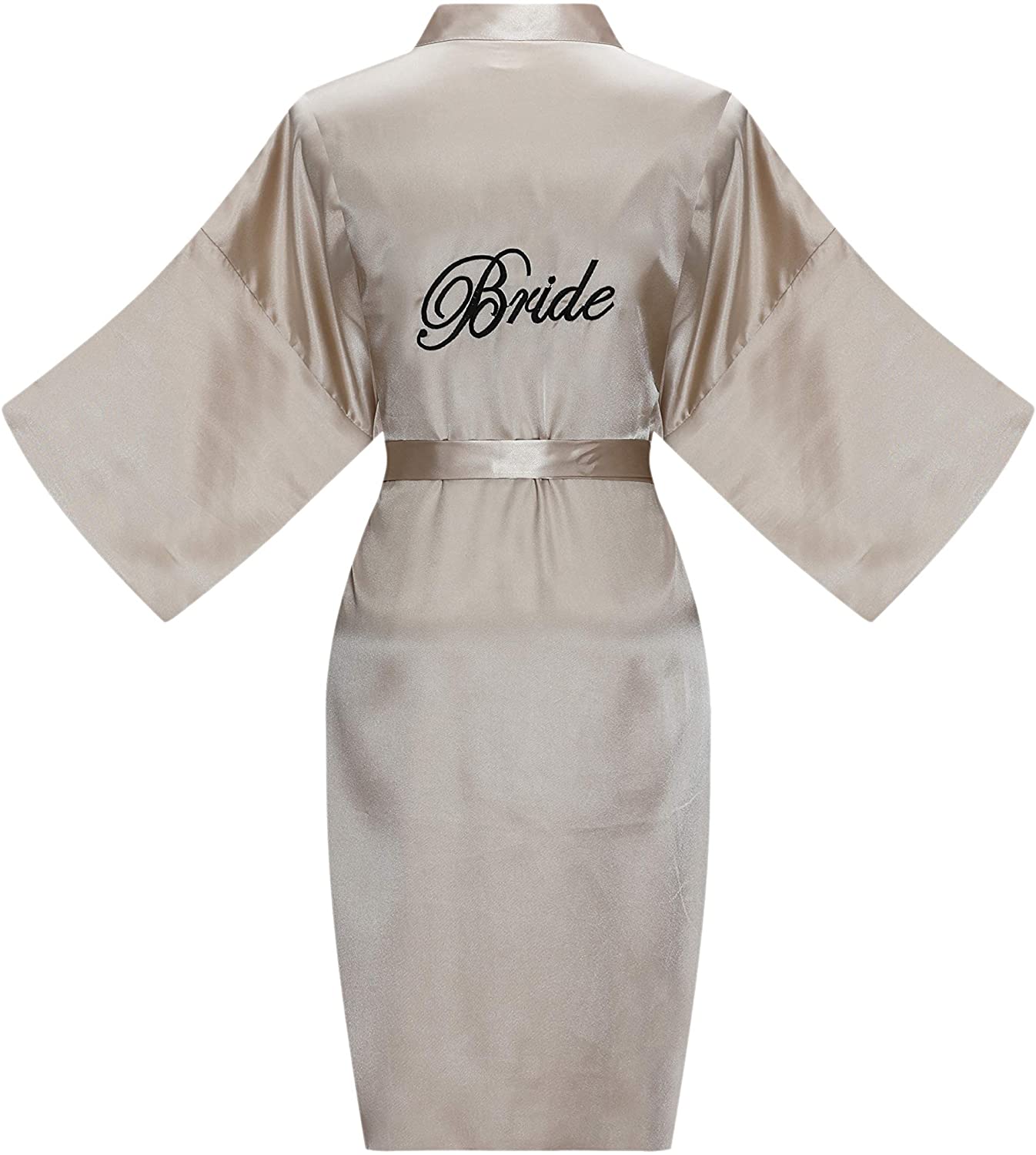 Price:$15.99 ALHAVONE Women's Embroidered Bride Bridesmaid Short Kimono Robe for Wedding Getting Ready (Champagne, Bride) at Amazon Women’s Clothing store