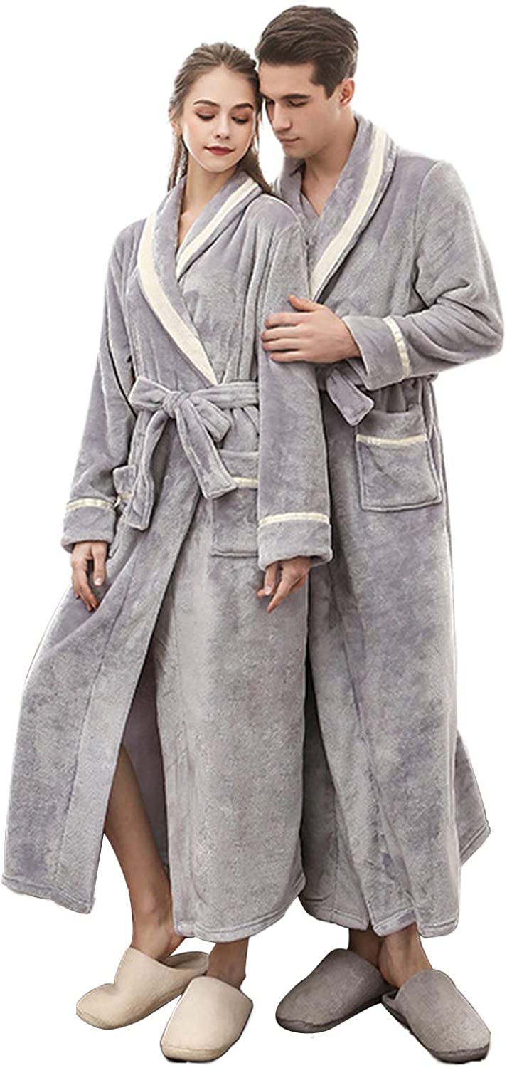 Price:$19.99 ALABEL Women's Flannel Kimono Bathrobe with Pockets - Plush V Neck Bathing Spa Nightwear for Couples at Amazon Women’s Clothing store