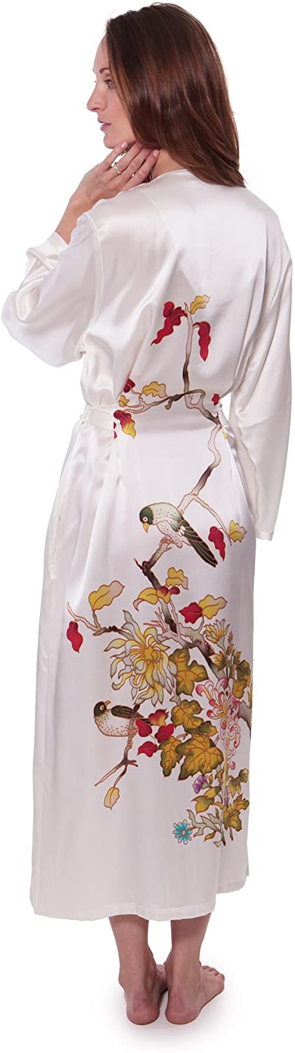 Price:$49.99 TexereSilk Women's Hand Painted Silk Robe - Elegant Robe (Chrysanthemum, Natural White, Large/X-Large) Luxury Gifts for Women WS0103-NWH-LXL at Amazon Women’s Clothing store