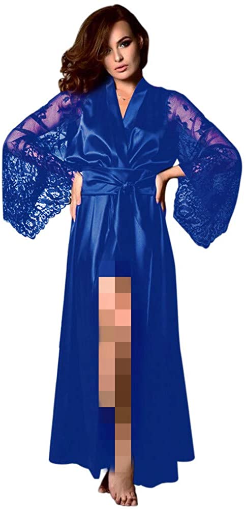 Price:$0.99 iTLOTL Women Satin Long Nightdress Silk Lace Lingerie Nightgown Sleepwear Sexy Robe at Amazon Women’s Clothing store