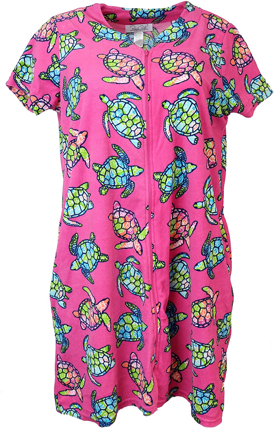Price:$24.00 International Intimates Women's Terry Zippered Cover-up Robe with Pockets (Large, Pink Turtles) at Amazon Women’s Clothing store
