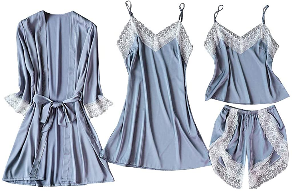 Price:$13.99 Shimigy Satin Silk Pajamas Cardigan Nightdress Bathrobe Ladies Robes Underwear Sleepwear at Amazon Women’s Clothing store