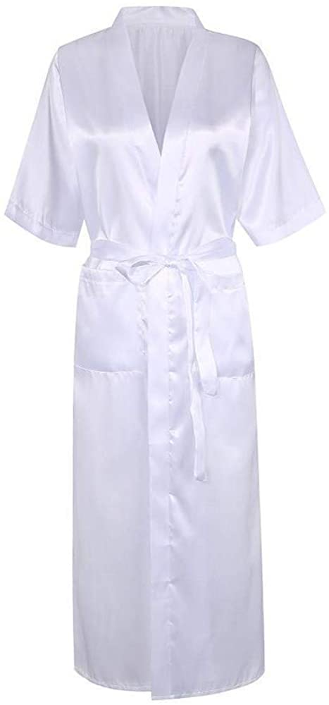 Price:$0.99    Long Silk Bathrobe for Women,Lightweight Satin Robe，Tigivemen Kimono Bridesmaid Wedding Nightdress Gown with Lace Trim  Clothing