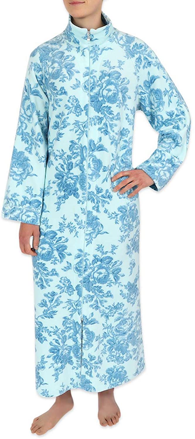 Price:$54.99 Miss Elaine Robe - Long Fleece Zipper Bathrobe with Long Sleeves and Two Pockets at Amazon Women’s Clothing store