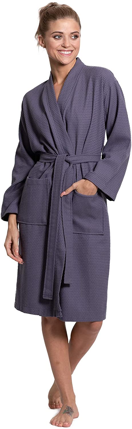Price:$29.99 Turkuoise Women's Long Waffle Robe, 100% Cotton Kimono Bathrobe Made in Turkey, Diamond Pattern (Ant, Large/One Size) at Amazon Women’s Clothing store
