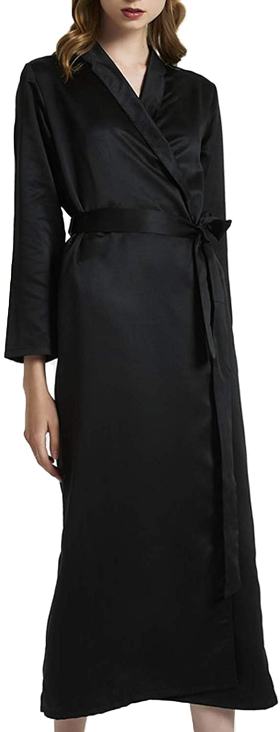 Price:$18.61 Women Pajama, Kimono Robes Soft Sleepwear Long Knit Bathrobe Nightwear Pure Color Silky Nightgown Sets Sexy at Amazon Women’s Clothing store