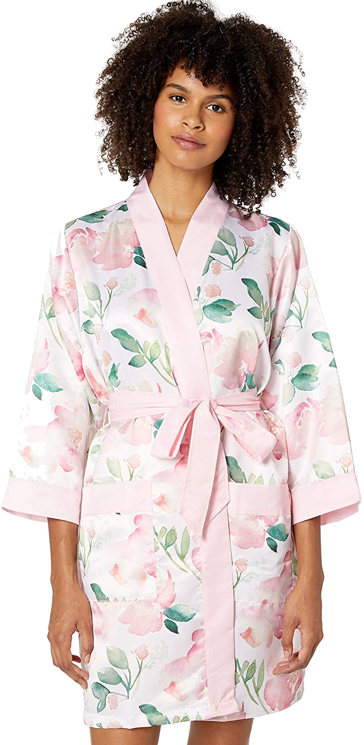 Price:$19.25 Weddingstar Inc. Women's Premium Pink Floral Silky Kimono Robe at Amazon Women’s Clothing store