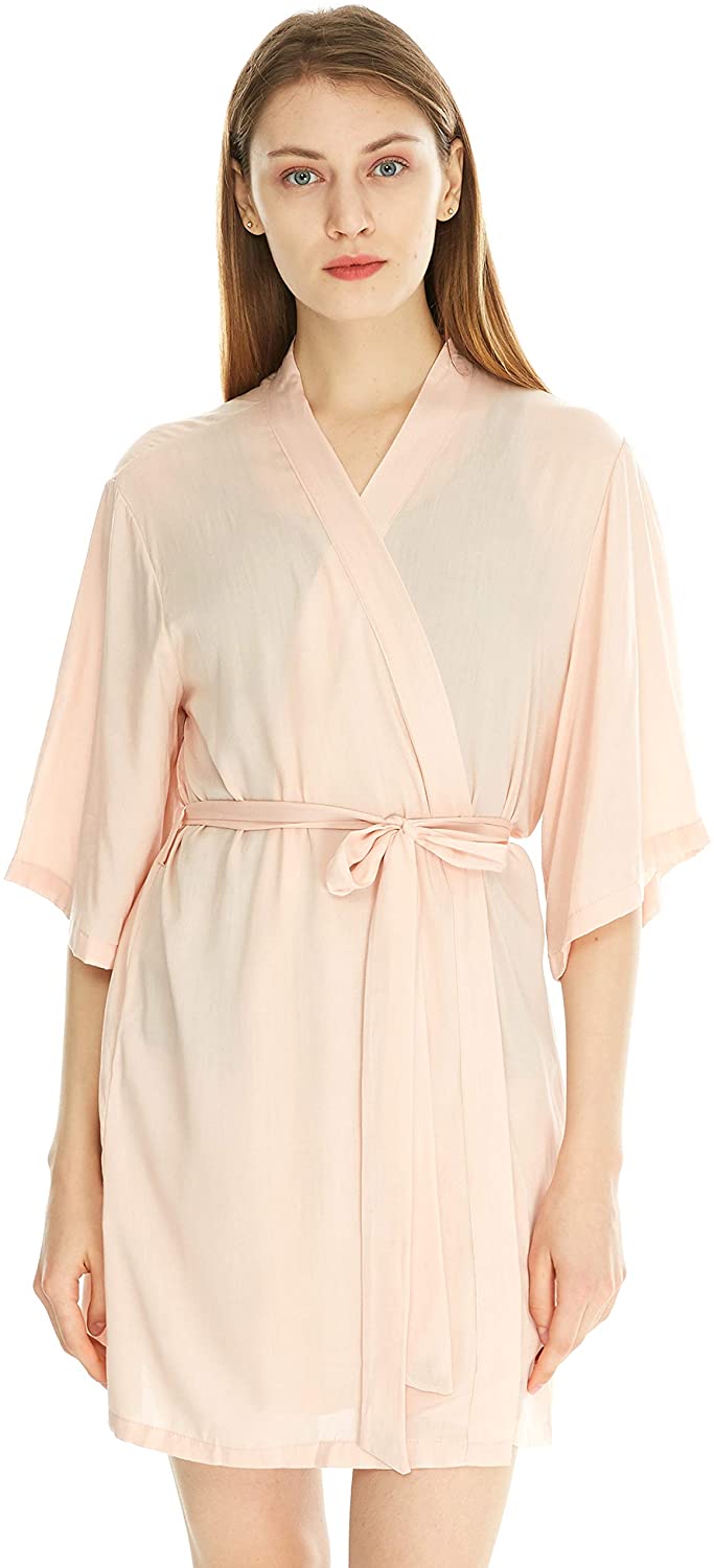 Price:$15.99 isoft Women's Cotton Bridesmaid Robe, V-Neck Short Kimono Robe, Wedding Party Getting Ready Robe at Amazon Women’s Clothing store