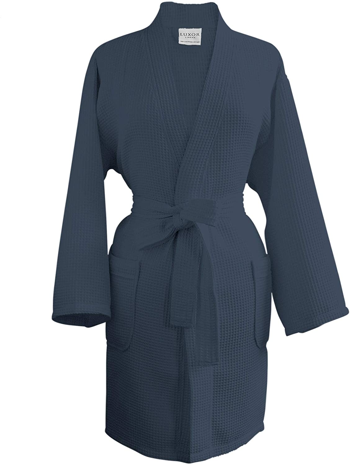 Price:$39.99 Luxor Linens Kimono Waffle Robe - Rebecca Collection - Comfortable and Elegant Crafted from Soft Egyptian Cotton (Dark Blue) at Amazon Women’s Clothing store