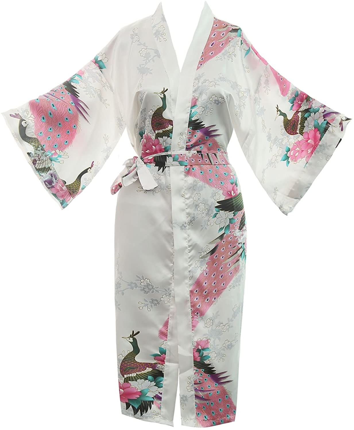 Price:$8.99 Hetiann Women's Kimono Robe for Parties Wedding Bridal and Bridesmaid(x-Large, White) at Amazon Women’s Clothing store