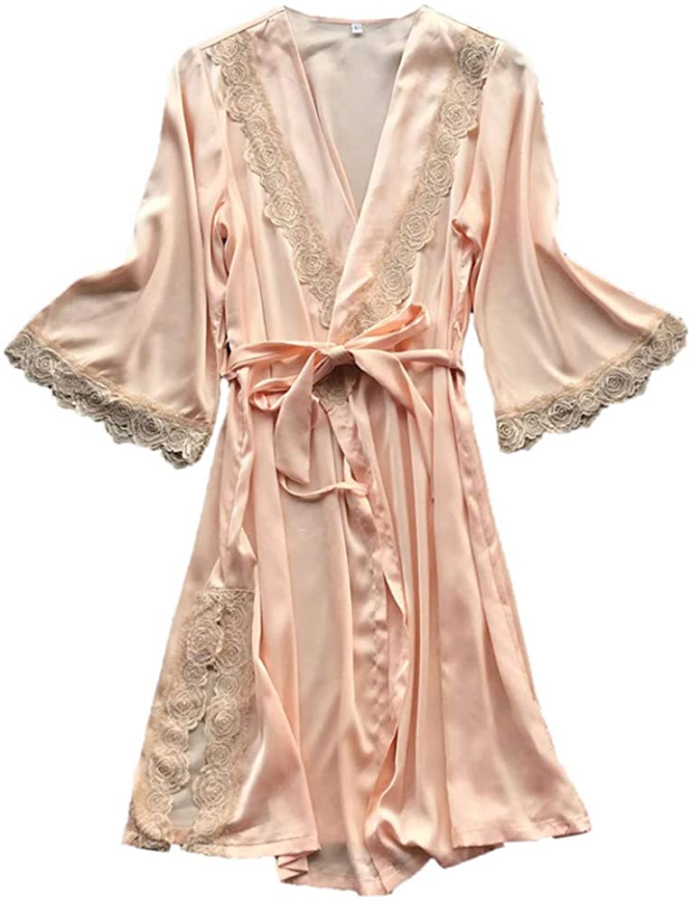 Price:$0.91 iLOOSKR Kimono Robes for Pure Color Women Sleepwear Lace Lingerie Pajamas Nightdress at Amazon Women’s Clothing store