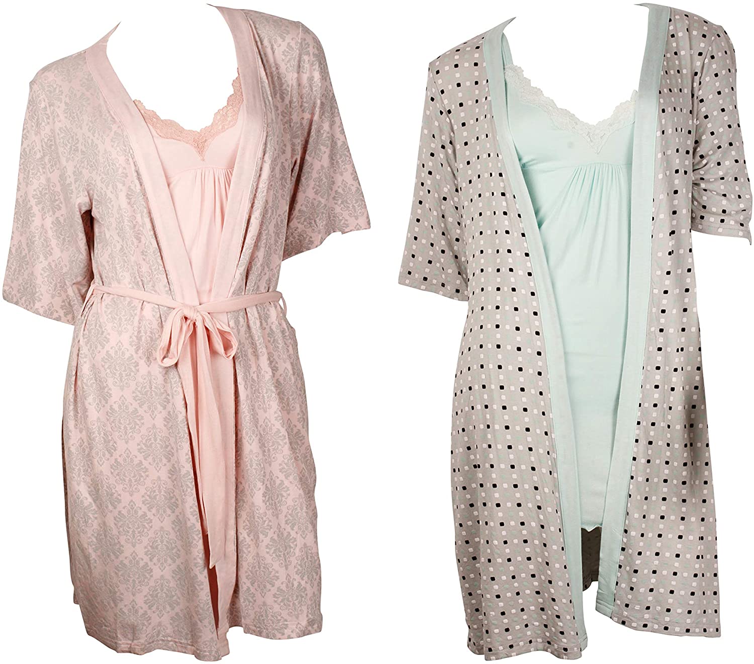 Price:$29.99 2 Pack Women's Robe and Cami Nightgown 2 Piece Set - Small to 3XL at Amazon Women’s Clothing store