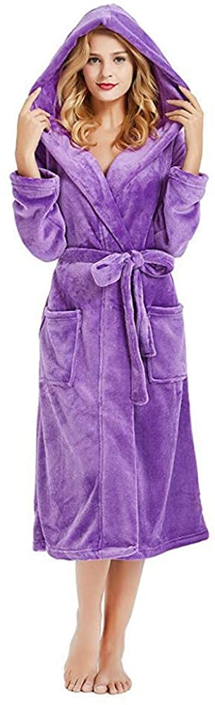 Price:$8.79 HGWXX7 Women's Hooded Bathrobe Large Size Long Sleeve Homewear Kimono Long Robe for Women at Amazon Women’s Clothing store