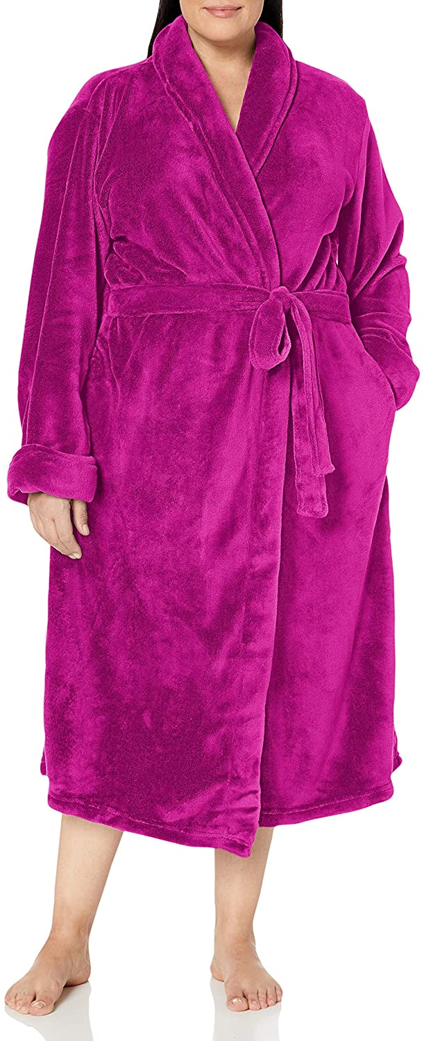 Price:$58.95 Casual Moments Women's Plus Size 50" Set in Belt Wrap Robe at Amazon Women’s Clothing store