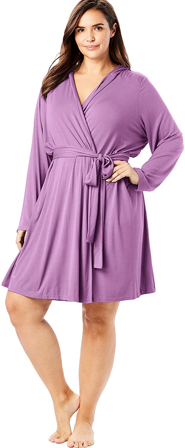 Price:$24.67 Dreams & Co. Women's Plus Size Short Hooded Robe at Amazon Women’s Clothing store