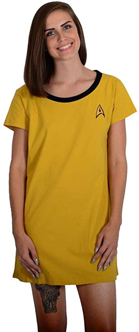 Price:$14.97 Robe Factory Star Trek Yellow Kirk Ladies Sleep Shirt - Xs at Amazon Women’s Clothing store