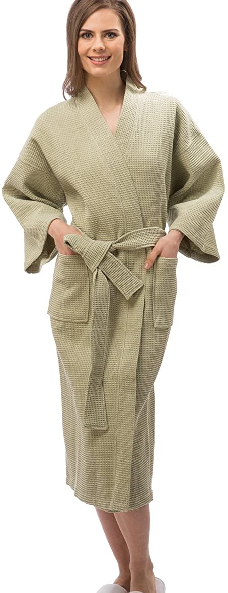 Price:$29.95 Palmbay Women's and Men's Waffle Robe, 85% Cotton Spa Waffle Bathrobe Kimono at Amazon Women’s Clothing store