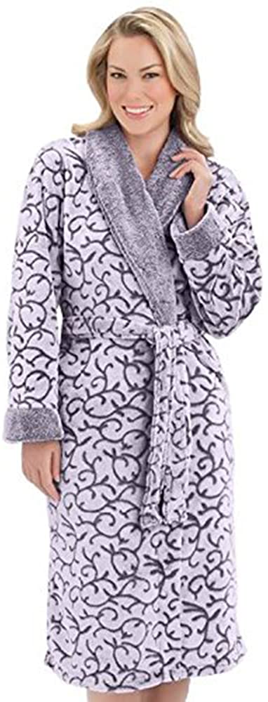 Price:$20.99 Ezi Women's Jacquard Luxury Fleece Terry Robe at Amazon Women’s Clothing store