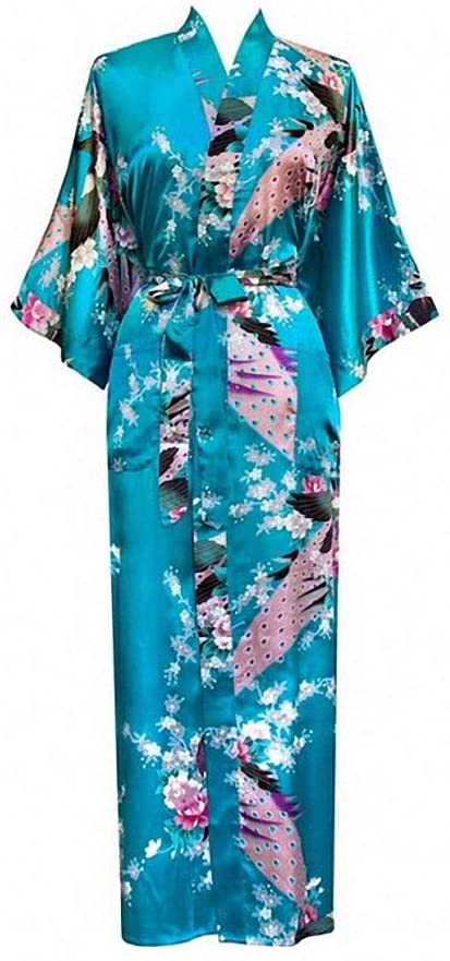 Price:$22.25    Kytrun Green Wedding Bride Bridesmaid Robe Satin Rayon Bathrobe Nightgown for Women Kimono Sleepwear Flower  Clothing