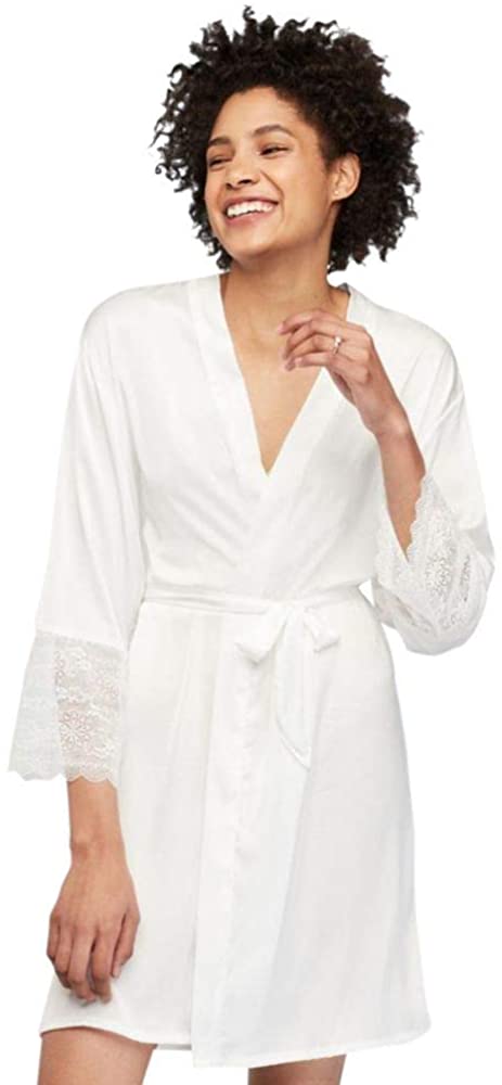 Price:$29.95 Metallic Script Bride Satin Robe Style AWC02WHG, White at Amazon Women’s Clothing store