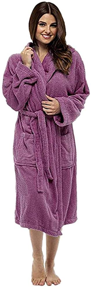 Price:$6.79 HGWXX7 Bathrobe for Women Warm Hooded Robes Super Soft Long Sleeve Plush Lengthened Shawl Plus Size at Amazon Women’s Clothing store