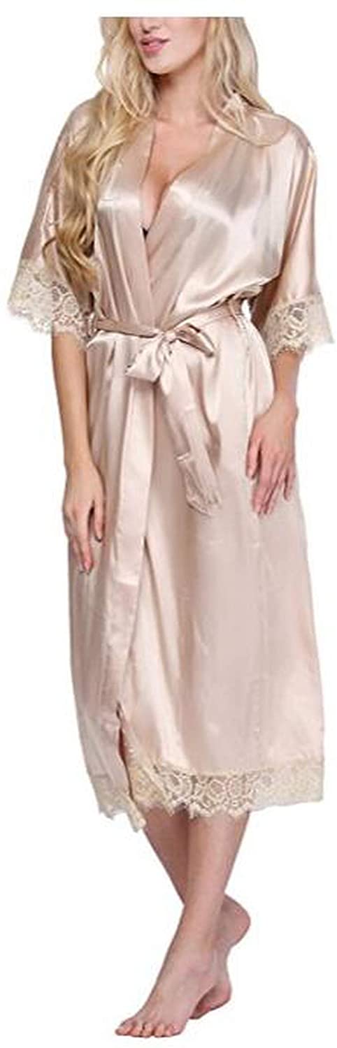 Price:$20.59 Black Women Silk Rayon Robe Long Lingerie Sleepwear Nightgown Plus Size S M L XL XXL XXXL A-050 at Amazon Women’s Clothing store